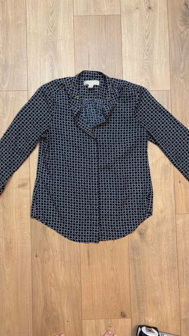 Michael Michael Kors Blouse Size S Black White Geometric Long Sleeve Top